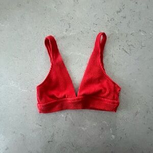 Aerie Coral New Ribbed Cut Bathing Suit